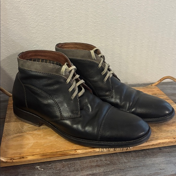 8.5 M Johnston & Murphy Black Leather Boot Shoes Waterproof J&M Flex Sheepskin - Picture 2 of 8